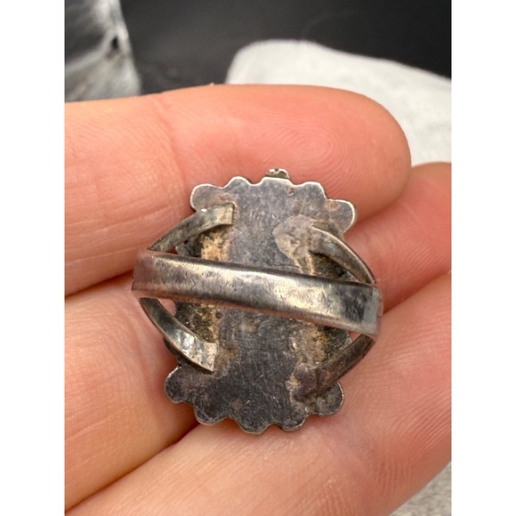Vintage Blue Stone Ring Silver Tone Southwestern Size 5.5 - Picture 8 of 9